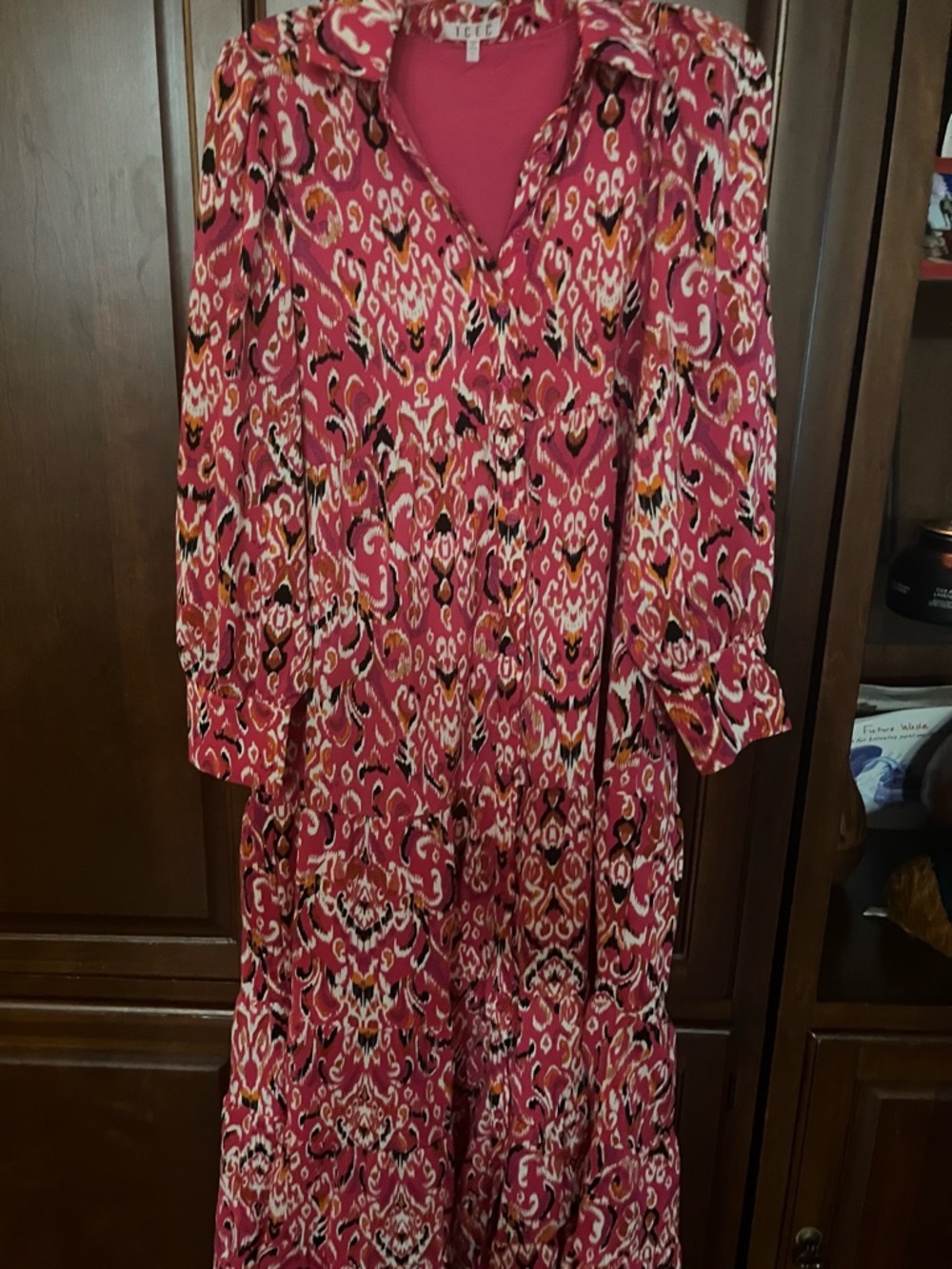 TCEC Magenta Printed Tiered Maxi Dress